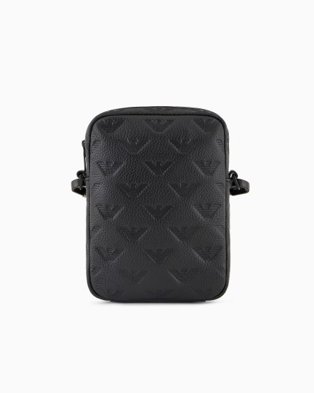 Armani Funda Para Dispositivos Electrónicos Con Bandolera De Piel Con Motivo Integral De águila En Relieve