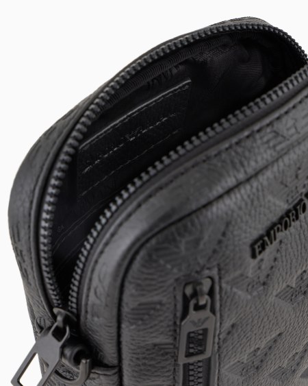 Armani Funda Para Dispositivos Electrónicos Con Bandolera De Piel Con Motivo Integral De águila En Relieve