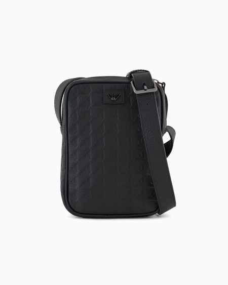 Armani Funda para dispositivos electrónicos de piel con motivo integral de águila en relieve