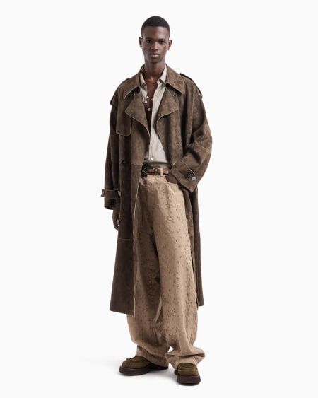 Armani Gabardina Extragrande De Abotonadura Doble En Ante De Cabra