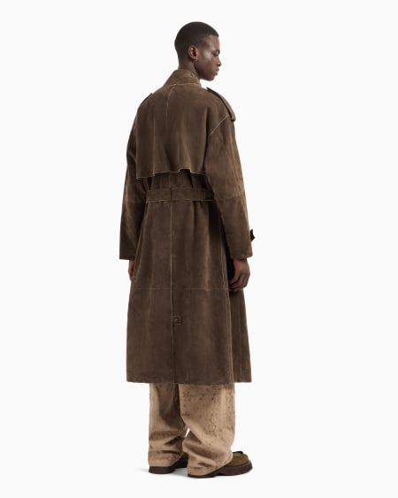 Armani Gabardina Extragrande De Abotonadura Doble En Ante De Cabra