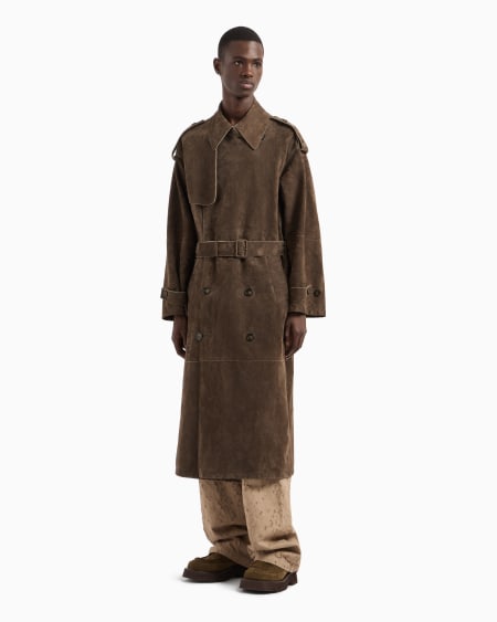 Armani Gabardina Extragrande De Abotonadura Doble En Ante De Cabra