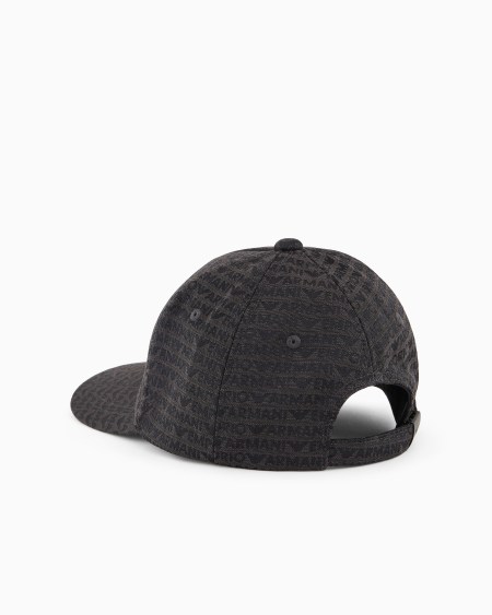 Armani Gorra De Béisbol En Nailon Con Inscripción Integral De Logotipo En Tejido Jacquard