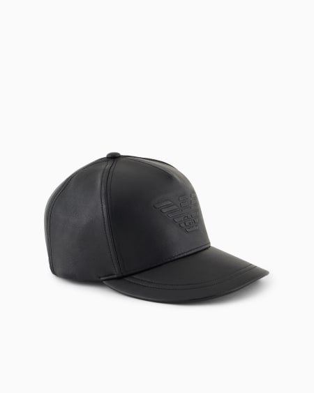 Armani Gorra snapback de piel con logotipo de águila