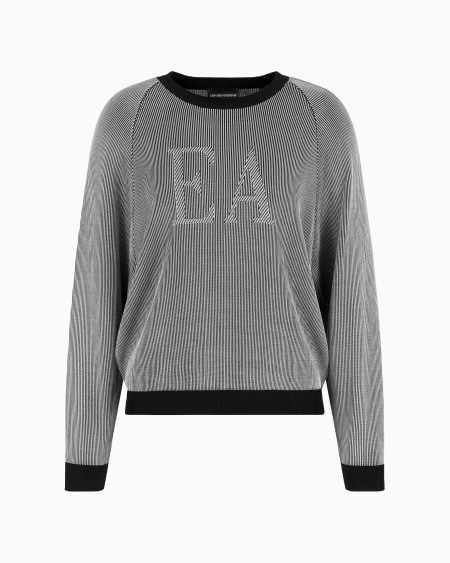 Armani Jersey bicolor de canalé inglés con logotipo EA