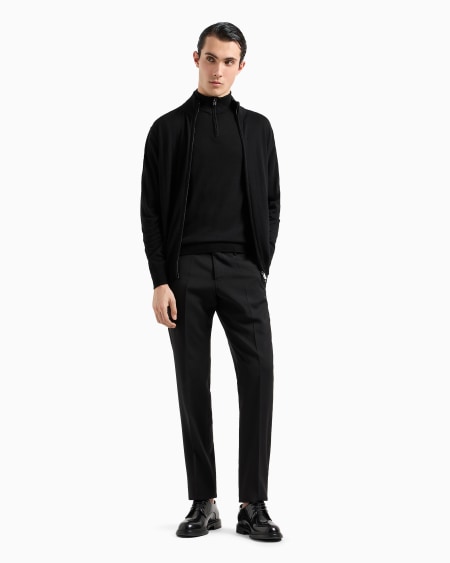 Armani Jersey Con Cremallera Parcial De Lana Virgen