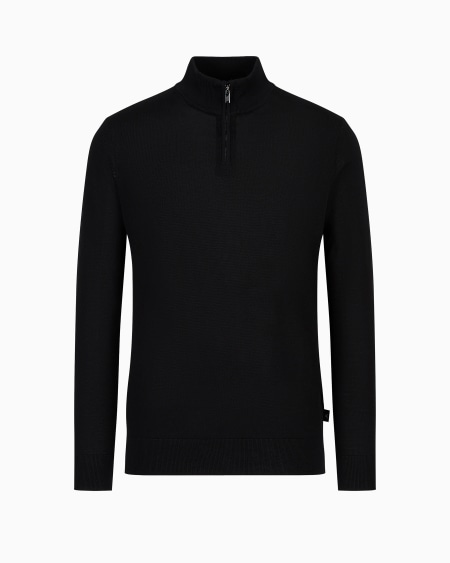 Armani Jersey con cremallera parcial de lana virgen