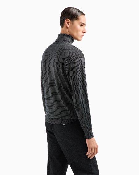 Armani Jersey Con Cuello Alto De Mezcla De Lana Y Lyocell Con Microrrayas En Tejido Jacquard ASV