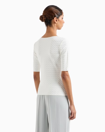 Armani Jersey Con Cuello De Pico En Punto De Nailon Bielástico Con Motivo En Tejido Jacquard