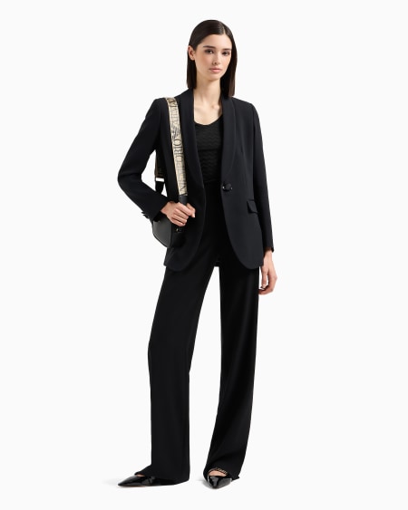 Armani Jersey Con Cuello De Pico En Punto De Nailon Bielástico Con Motivo En Tejido Jacquard