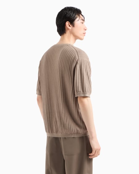 Armani Jersey Con Cuello De Pico Y Efecto Canalé En Relieve