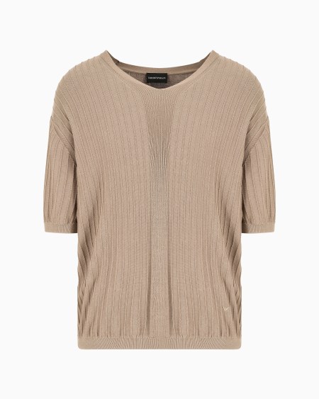 Armani Jersey Con Cuello De Pico Y Efecto Canalé En Relieve