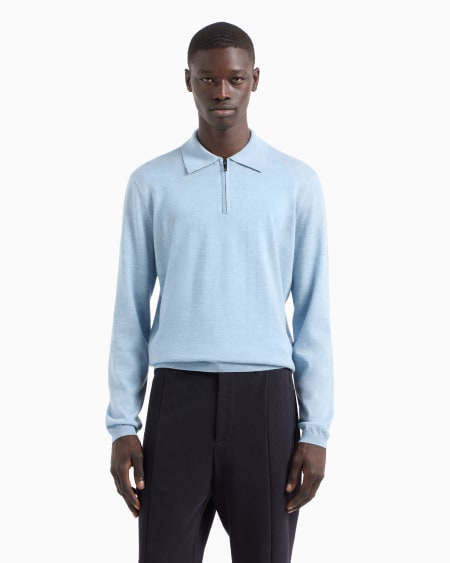 Armani Jersey Con Cuello Polo En Punto Jersey De Lana Virgen Travel Essential