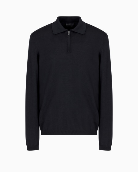 Armani Jersey con cuello polo en punto jersey de lana virgen Travel Essential