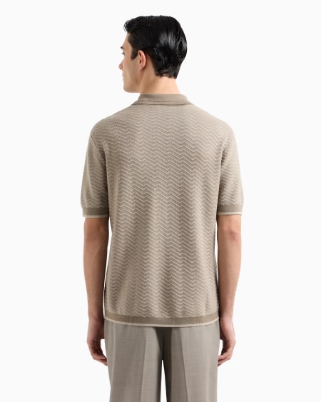 Armani Jersey Con Cuello Tipo Polo En Mezcla De Lana Y Lyocell Con Puntos Fantasía ASV