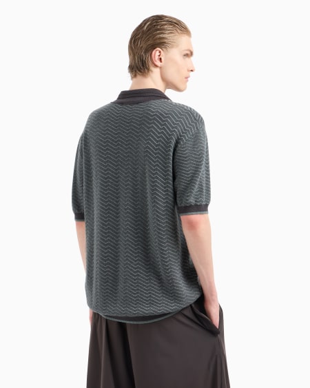 Armani Jersey Con Cuello Tipo Polo En Mezcla De Lana Y Lyocell Con Puntos Fantasía ASV