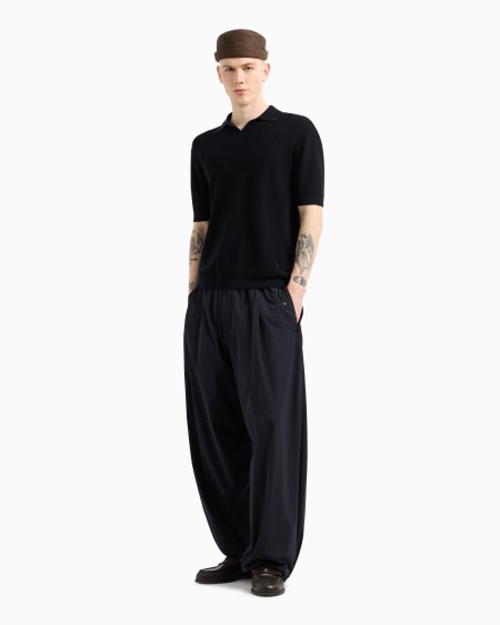 Armani Jersey Con Cuello Tipo Polo En Mezcla De Lana Y Lyocell Con Puntos Fantasía ASV