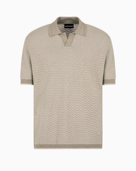 Armani Jersey con cuello tipo polo en mezcla de lana y lyocell con puntos fantasía ASV