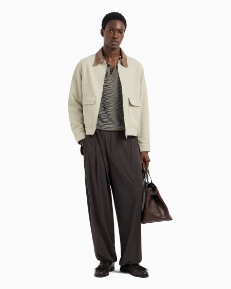 Armani Jersey Con Cuello Tipo Polo En Mezcla De Lino Y Lyocell Con Motivo Chevrón ASV