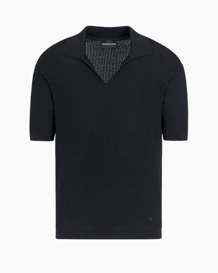Armani Jersey con cuello tipo polo y trama de efecto microcalado
