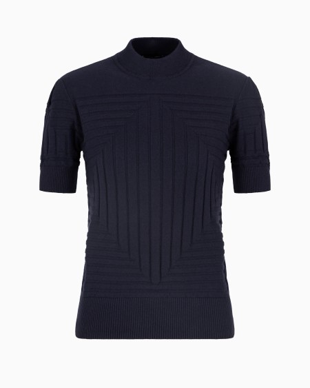 Armani Jersey con textura de canalé y punto jersey derecho y revés