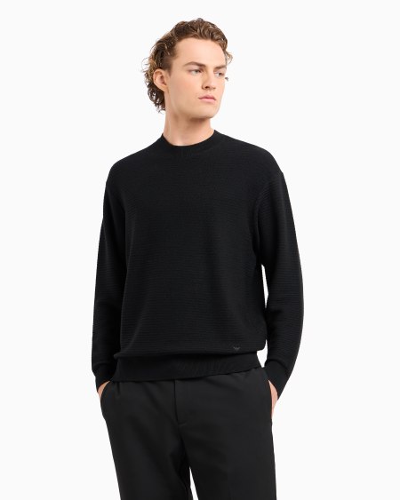 Armani Jersey De Cuello Alto De Lana Virgen Con Trama Microestructurada