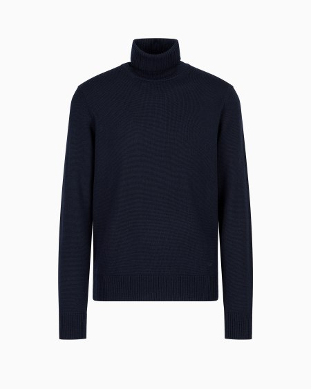 Armani Jersey de cuello chimenea regular fit de lana virgen