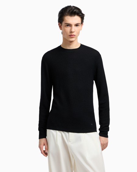 Armani Jersey De Lana Virgen Con Motivo En Tejido Jacquard En Relieve