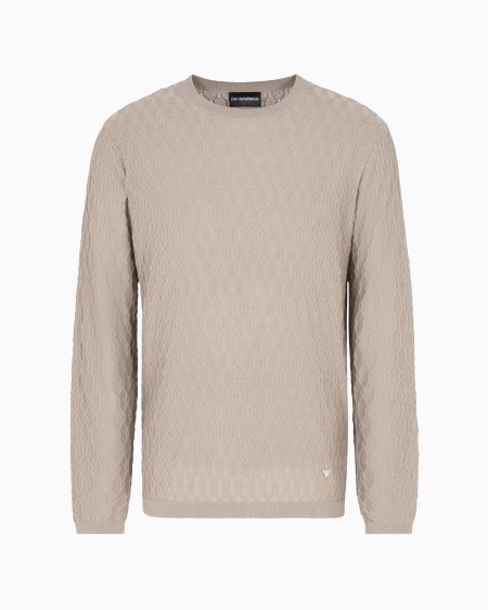 Armani Jersey de lana virgen con motivo en tejido jacquard en relieve