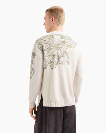 Armani Jersey De Mezcla De Alpaca Con Bordado De Flor Y Libélula