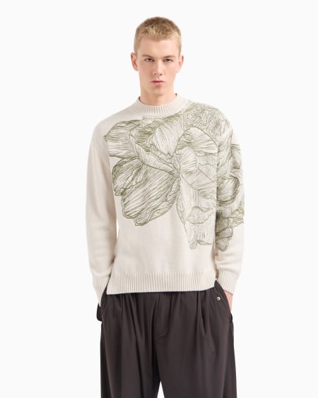 Armani Jersey De Mezcla De Alpaca Con Bordado De Flor Y Libélula