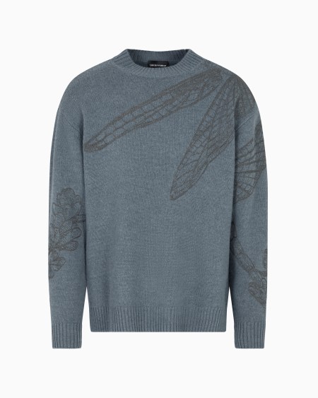 Armani Jersey de mezcla de alpaca con bordado de flor y libélula