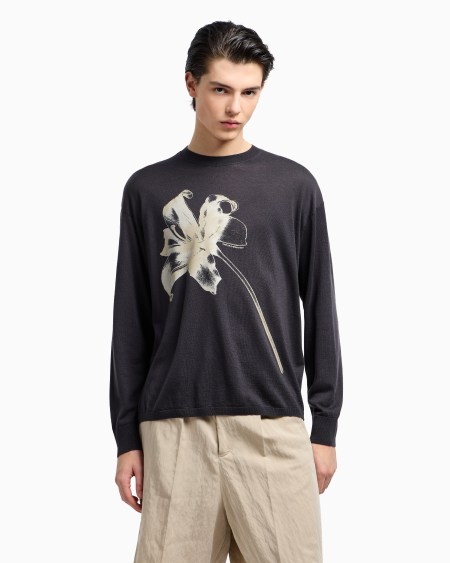 Armani Jersey De Mezcla De Lana Y Lyocell Con Estampado Floral ASV
