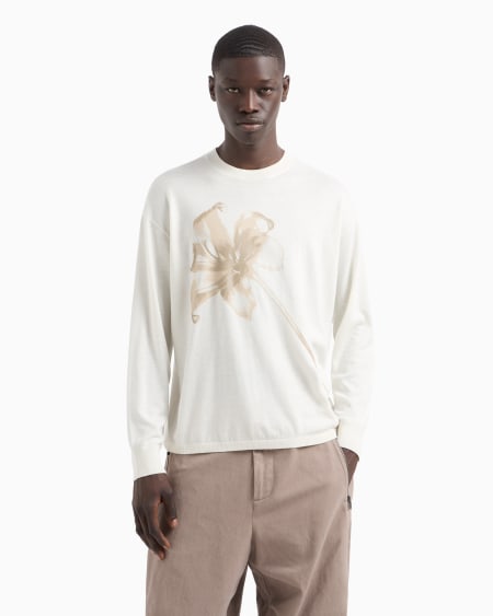 Armani Jersey De Mezcla De Lana Y Lyocell Con Estampado Floral ASV