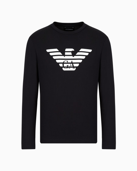 Armani Jersey de punto de algodón pima con estampado de logotipo