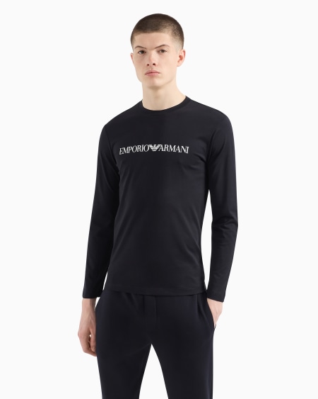 Armani Jersey De Punto De Algodón Pima Con Estampado De Logotipo