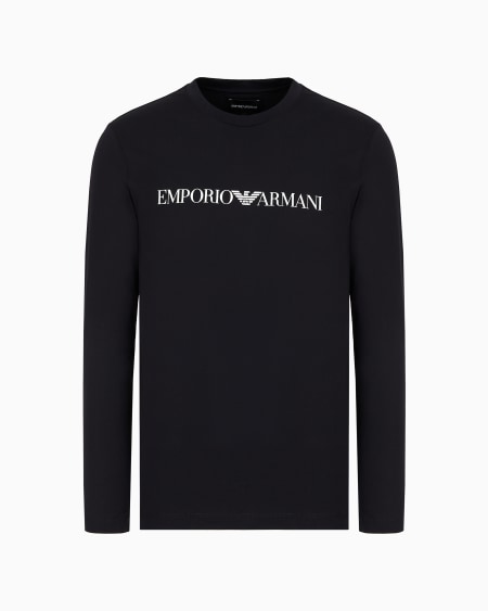 Armani Jersey de punto de algodón pima con estampado de logotipo