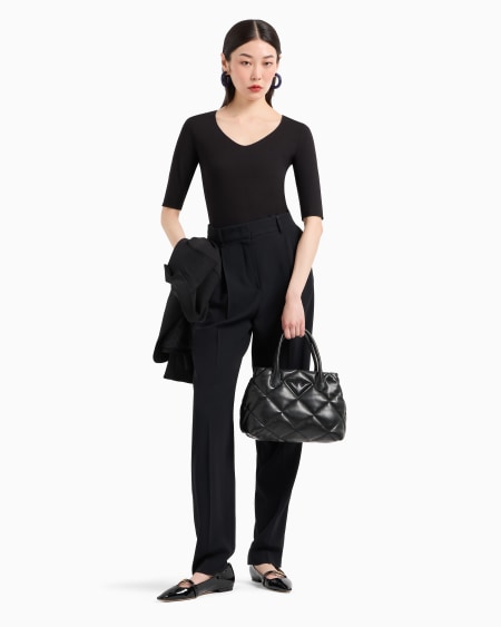 Armani Jersey De Punto Elástico De Viscosa Con Escote De Pico Y Manga Tres Cuartos