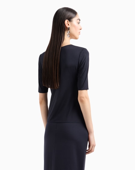 Armani Jersey De Punto Elástico De Viscosa Con Escote De Pico Y Manga Tres Cuartos