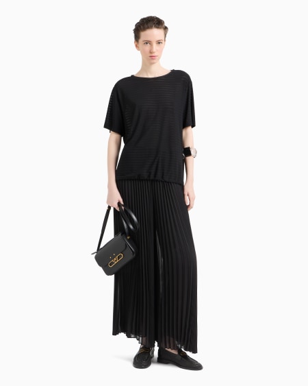 Armani Jersey De Punto En Tejido Jacquard De Rayas Con Cordón En El Bajo