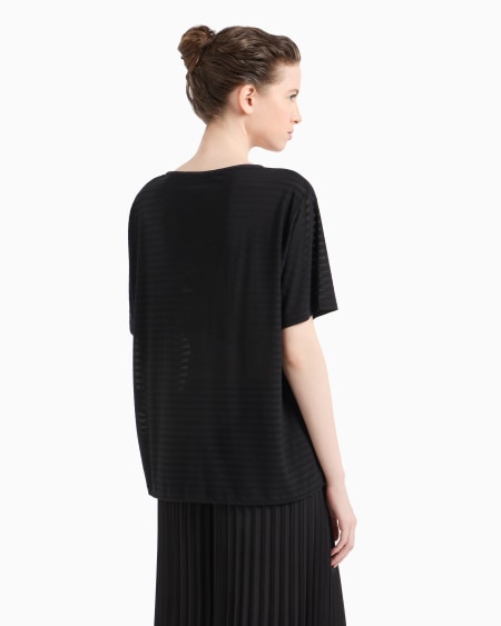 Armani Jersey De Punto En Tejido Jacquard De Rayas Con Cordón En El Bajo