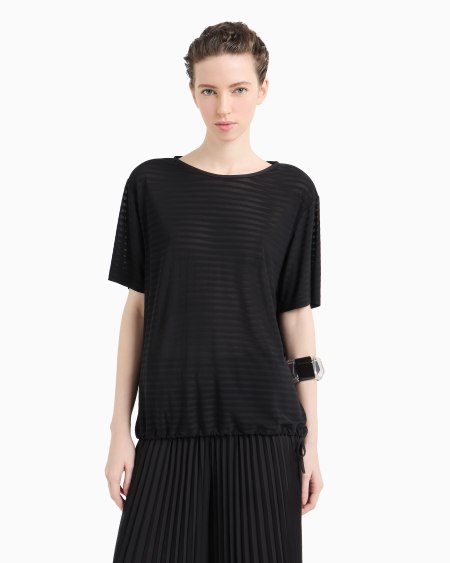 Armani Jersey De Punto En Tejido Jacquard De Rayas Con Cordón En El Bajo