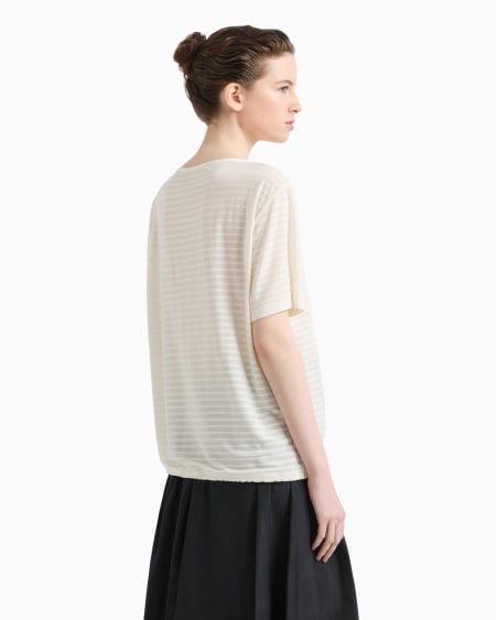 Armani Jersey De Punto En Tejido Jacquard De Rayas Con Cordón En El Bajo