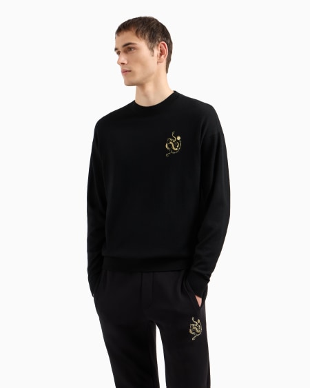 Armani Jersey De Punto Jersey De Lana Virgen Con Bordado