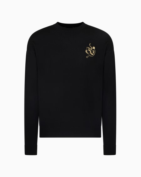 Armani Jersey de punto jersey de lana virgen con bordado