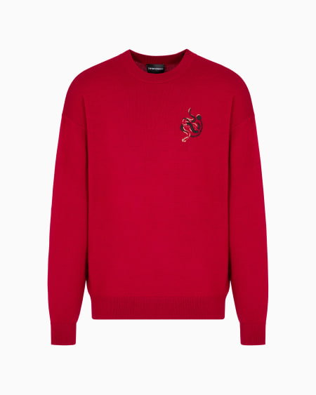 Armani Jersey de punto jersey de lana virgen con bordado