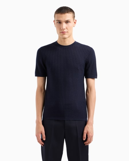 Armani Jersey De Punto Retenido En Mezcla De Lana Y Lyocell