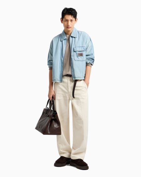 Armani Jersey En Lana Virgen De Punto Jersey Con Logotipo Bordado En Cursiva