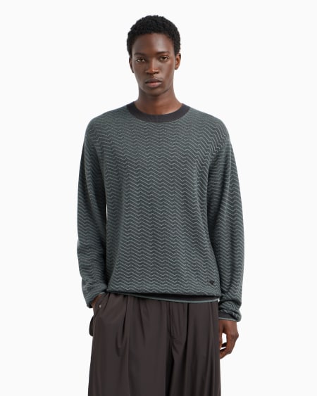 Armani Jersey En Mezcla De Lana Y Lyocell Con Puntos Fantasía ASV