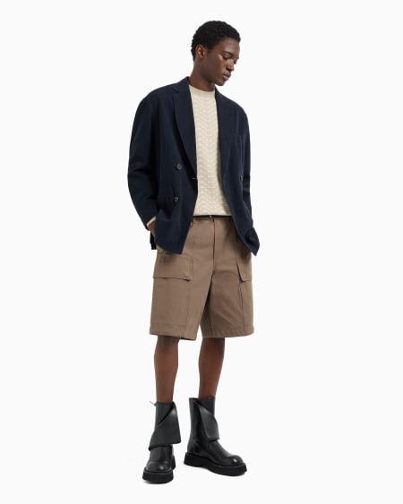 Armani Jersey En Mezcla De Lyocell Y Lana Virgen Con Motivo Integral De águilas En Tejido Jacquard ASV